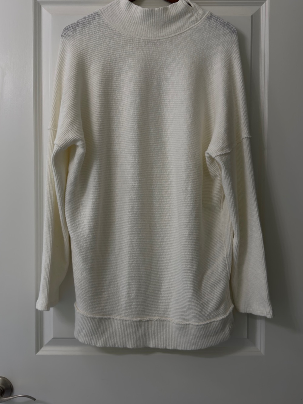 We The Free Cream Ribbed Mock Neck Sweater over sized layers